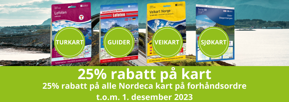 25% rabatt på alle Nordeca kart på forhåndsordre t.o.m. 1. desember 2023.